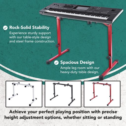 Soporte de teclado K?nig & Meyer 18820-019-91 Modelo 18810 Omega Pro, Estilo mesa, Rojo rubi; Apto para bancos de piano 14080, 14081, 14085, 14086 y 14087; Capacidad de carga maxima de 176.211 libras; Escala de altura grabada - Imagen 2
