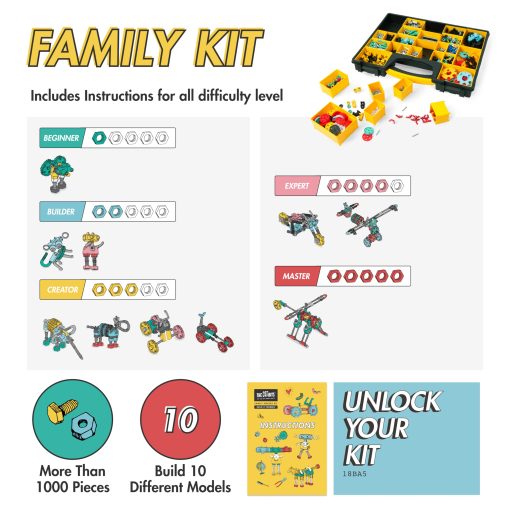 Kit de Familia Off Bits Steam Toys, Juegos Educativos de Construccion de Juguetes para Stem para Clase, Conjuntos de Construccion de Juegos y Diversion en Grupo, Regalos de Navidad y Cumpleaños para Niños de 6 7 8 9+ - Imagen 4