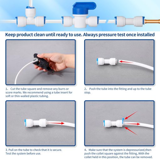 Kit de Linea de Agua de 1/4" OD Profesional para Maquinas de Hielo de Refrigerador, 65 ft Kit de Linea de Agua para Sistemas de Agua RO con Conexiones - Imagen 4