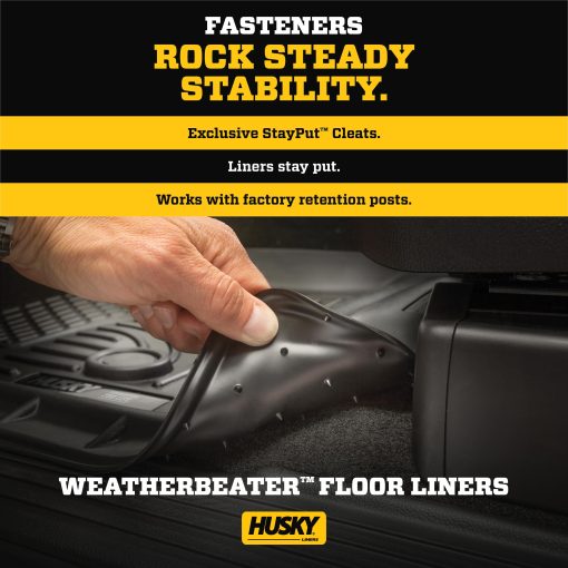 Tapetes para piso Husky Liners Weatherbeater | Compatible con Ford F-150 SuperCrew Cab sin palanca de cambios manual 2009 - 2014 (Cobertura para compartimento para pies) | Delanteros y traseros, 3 piezas Tan - 98333 - Imagen 5