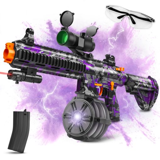 Gran Blaster de Gel para Orbeez con Gafas Adecuado para Diversion en el Patio Trasero y Juegos de Disparos al Aire Libre en Equipo, Mas de 18+, Negro Morado