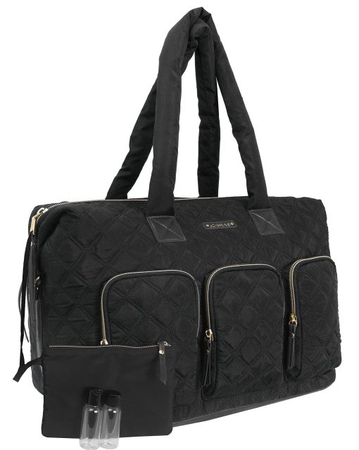 Bolso de Viaje Weekend Joan & David para Mujer Ligero Acolchado en Diamante con 3 Bolsillos (Negro)