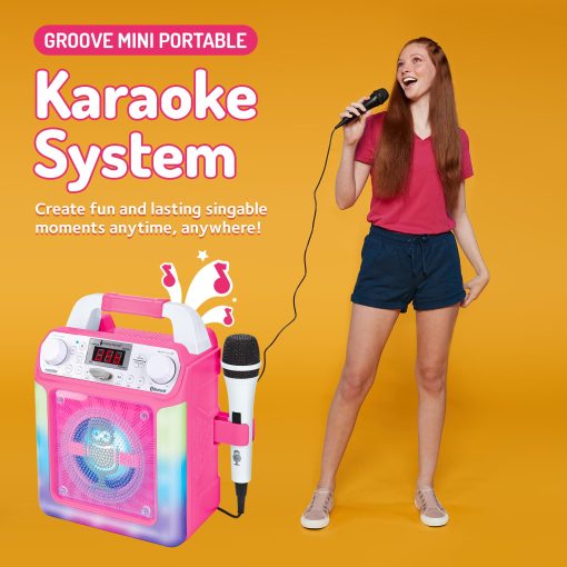 Maquina de Karaoke Portatil para Adultos y Ninos - Altavoz Incorporado, Bluetooth, Luces LED, Microfono con Cable - Con Efectos de Cambio de Voz - Imagen 2
