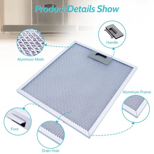 Filtro de campana extractora de repuesto W10169961A, compatible con Whirlpool, Ikea, Kitchen Aid, Jenn Air, filtro de rejilla de malla de aluminio de 3 capas, reemplaza W10870878, W10875058, W10833076, W10169961, 8190858, W11245983 (Paquete de 2) - Imagen 3