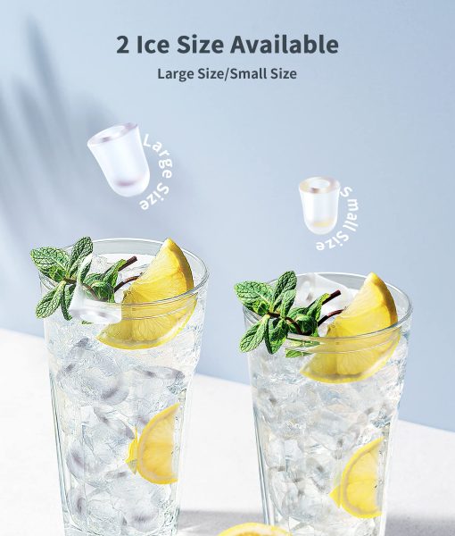 Maquina de Hielo Portatil ecozy, 9 Cubos Listos en 6 Minutos, 26.5 lbs en 24 Horas, Maquina de Hielo Autolimpiable con Bolsas de Hielo/Cucharas de Hielo/Cubeta para Hogar Cocina Oficina Bar Fiesta, Plata - Imagen 6