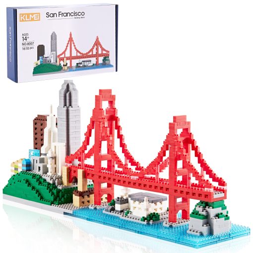 Set de bloques de construccion KLMEi para adultos San Francisco Golden Gate Bridge Architecture Model, juguete de ladrillos mini regalo para ninos 1610 piezas