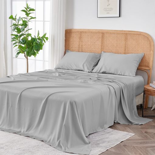 Juego de sabanas SIJO AiryWeight Tencel, 100% Lyocell derivado de eucalipto, suave como la mantequilla, Ganador de las Mejores Sabanas Refrescantes de Architectural Digest 2022 - 4 pzas - 2 fundas de almohada 1 ajustable 1 superior (Dove, King)