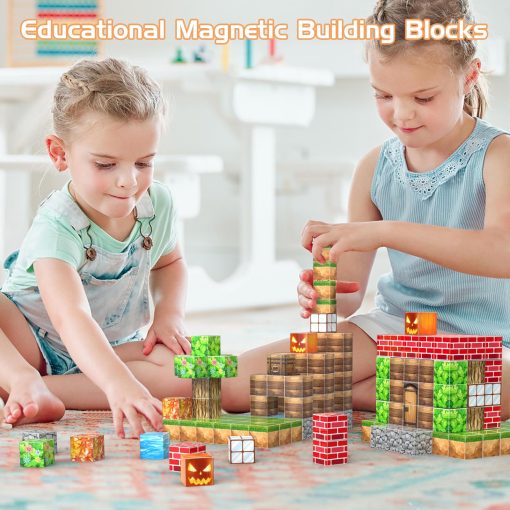 Bloques Magneticos AESGOGO, 72 Piezas Juguete STEM Montessori para Crear un Mundo con Imanes DIY, Juguetes de Construccion Creativos para Ninos Ninas Edades 3-5 5-7 6-8, Apilamiento de Cubos para Ninos Pequenos. - Imagen 2