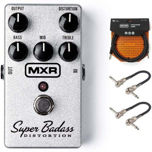 Pedal de Efectos de Guitarra Distorsion Super Badass MXR M75 con Cable de Instrumento Premium MXR y Cables de Conexion m75bundle