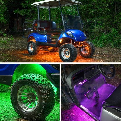 Kit de Iluminacion LEDGlow 12 Piezas Multicolor LED para Carrito de Golf de 4 Plazas con Luces de Neon para el Subchasis, Ruedas e Interior con Luces para EZGO Yamaha Club Car - Compatible con Bateria de 12 Voltios - Resistente al Agua - Imagen 4