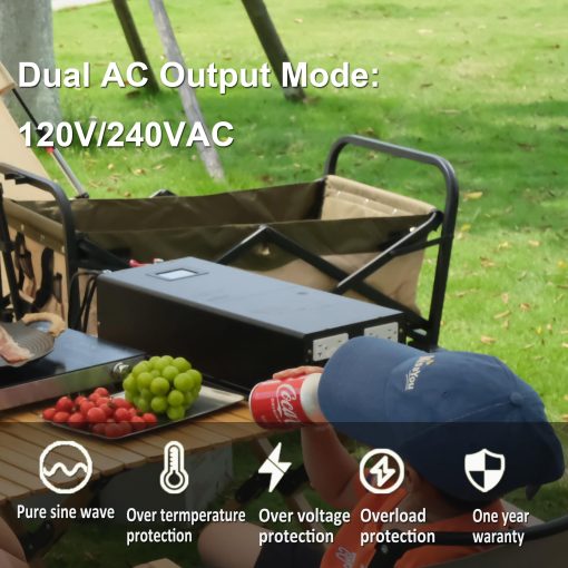 Inversor de Onda Sinusoidal Pura de 4000W 24V DC 120VAC 240VAC, 4 Salidas AC, Terminal de Cableado de CA, Pantalla LCD - Imagen 2