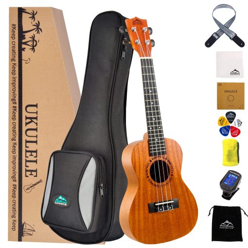 Ukulele de concierto de caoba EASTROCK para principiantes de 23 pulgadas Kit completo. Ukelele Ukalalee adecuado para adultos, principiantes. (23-Caoba)
