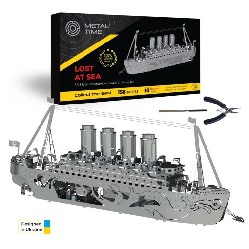 Modelo de Titanic perdido en el mar a escala de acero inoxidable Time 3D de METAL-TIME | Creaciones hechas a mano con tecnologia patentada | Decoracion unica coleccionable | Set de construccion DIY Puzzles