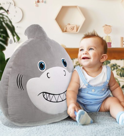 Peluche de tiburon DolliBu Snug Mooshies - Juguete de felpa grande y tierno de la vida marina, peluches super suaves y abrazables para ninas y ninos, adorable almohada de peluche animal para ninos - 17 pulgadas - Imagen 7