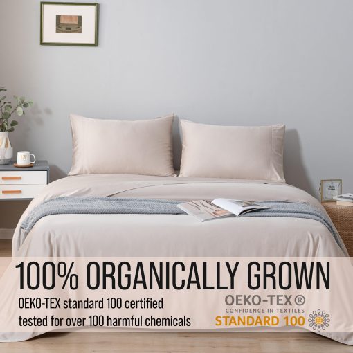 Juego de sabanas de lujo Queen Bamboo de Bella Coterie | Cultivado organicamente | Ultra suave | Refrigerante para personas que duermen calientes | Bolsillo profundo de 18" | Viscosa hecha de bambu [Dune] - Imagen 4