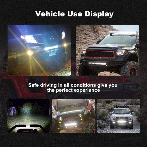 Barra de luz LED curvada TERRAIN VISION de 50 pulgadas Triple Fila 936W Flood Spot Combo Beam Off Road Light 2pc 4 pulgadas 60W Led Pod Lights Led Fog Lights con arnes de cableado para camiones ATV UTV Jeep Barcos Pickup - Imagen 8