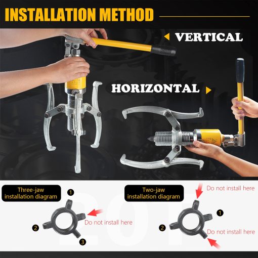 Kit Extractor de Engranajes Hidraulico de 5 Toneladas NEWTRY, Separador de Cojinetes de Rueda, Extractor de 3 Mordazas, Vertical y Horizontal, con Maletin, Reparacion Mecanica Resistente - Imagen 4