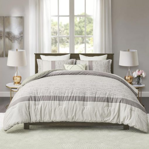 Juego de Edredon de Algodon de Fibra Larga SahSahCasa Tamano Queen, Set de Ropa de Cama Queen, Patron Rayado Atigrado Reversible y Esponjoso de Lujo Suave para Todas las Temporadas, Edredones y Alternativa al Plumon - Imagen 3
