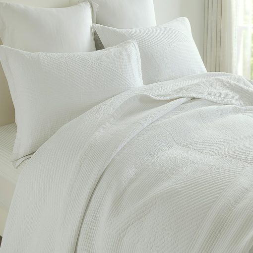 Edredon King Size de 100% algodon DUOHONG, Juego de Cama de Edredon Blanco Solido para Cama King, Ligero y Confortable, 3 piezas, Blanco