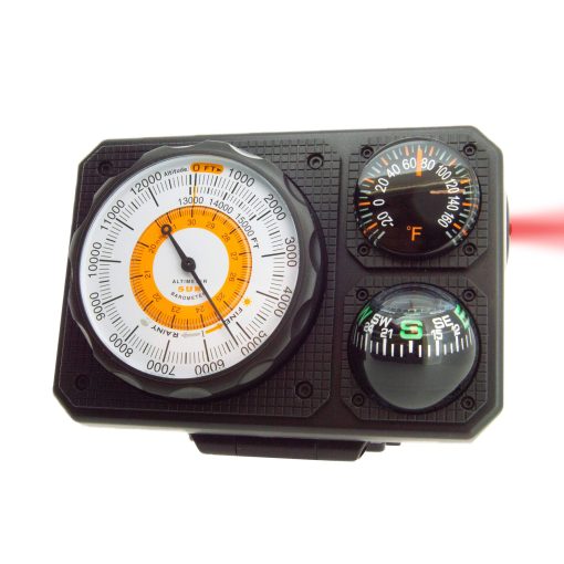 Tablero de instrumentos Navigat'r 6 de Sun Company - Seis funciones para auto y camion | Altimetro, Barometro, Brujula de bola, Termometro, Luz LED, Espejo de senal