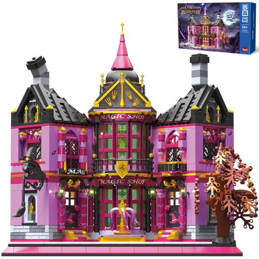 Set de Bloques de Construccion de Halloween QUEMISO - Kit de Arquitectura de 1366 Piezas de la Tienda de Magia de la Bruja, Perfecto para Adolescentes y Adultos, Casa Embrujada de Dos Pisos para la Decoracion de Halloween, Diversion Nocturna e Ideas de Regalo