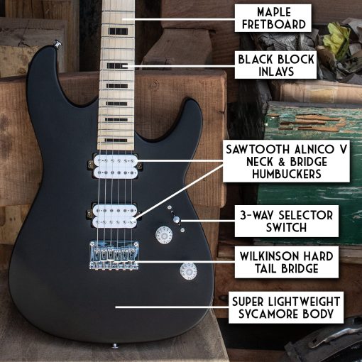 Guitarra Electrica Sawtooth ST-M24 de 6 Cuerdas, Diestra Satin Black (ST-M24-SBK) por GoDpsMusic - Imagen 3