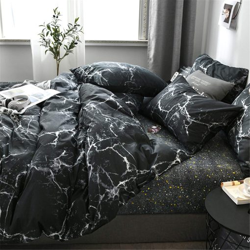 Juego de Edredon de Marmol Negro Cottonight King Size Juego de Edredon Negro y Blanco Conjuntos de Ropa de Cama Moderna Abstracta Gotica Mantas Colchas Transpirables Suaves Juego de Edredon para Mujeres Hombres Adultos Adolescentes Rey - Imagen 4