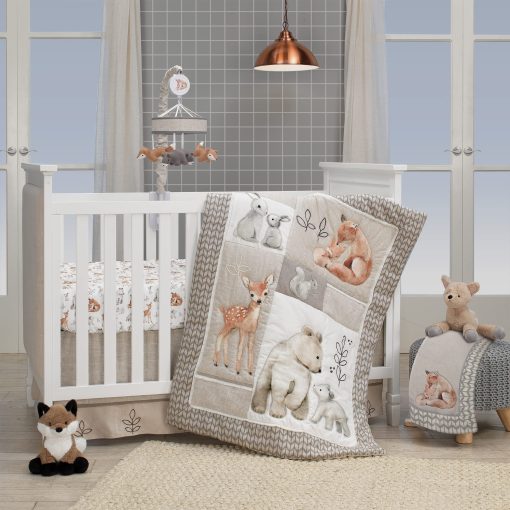 Movil Musical de Cuna para Bebe Lambs & Ivy Painted Forest Gris/Beige Zorro y Oso - Imagen 4