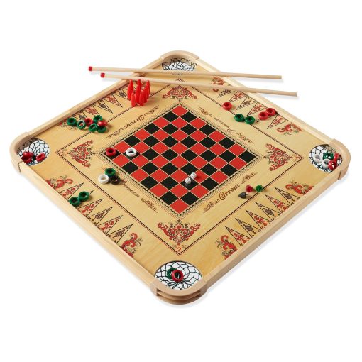 Juego de Mesa Carrom - Juego de Tablero Grande para Adultos y Niños - Mas de 100 Juegos de Mesa para Noche de Juegos en Familia - Todo en un Juego de Mesa