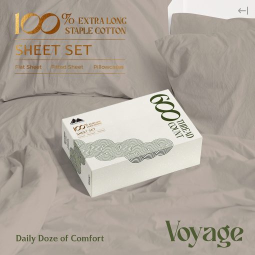 Juego de Sabanas de Lujo Mayfair Linen 100% Algodon Egipcio - 600 Hilos California King Size, Suave, Fresco, Sabanas de Cama de Lujo de Hotel con Fundas de Almohada, Se Ajusta a Colchon de hasta 18" - Taupe - Imagen 4