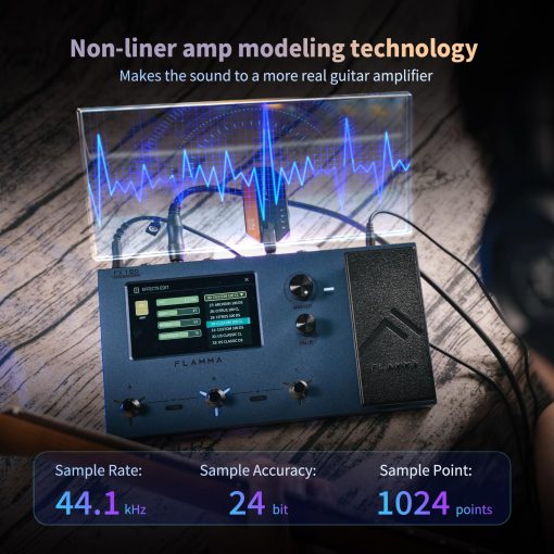 Procesador de efectos multifuncion FLAMMA FX150 para guitarra electrica con modelado de amplificador, simulacion de gabinete, EQ global, pantalla tactil, 160 efectos integrados, 180 ranuras de efectos editables de usuario, looper y puertos de E/S principales - Imagen 3