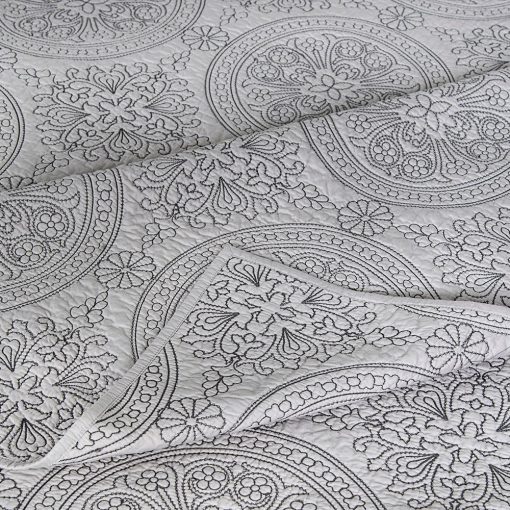 Edredon de Algodon Reversible con Bordado de Medallon de ELEGANT LIFE HOME - Queen 90 x 95 pulgadas, Gris - Imagen 7