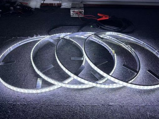 Luces de Aro de Rueda LED Iluminadas en Blanco Puro de Doble Fila Sando Tech 15.5'' Interruptor de Balancin / Control Remoto Luces Brillantes Blancas Solidas Intermitentes para Llantas de Coche de Camion (15.5 PULGADAS Doble Fila) - Imagen 3