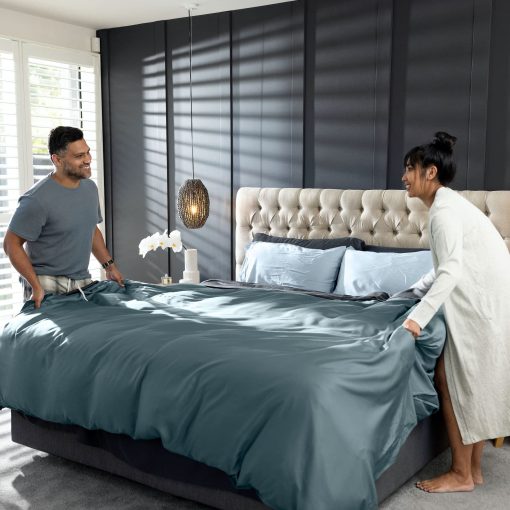 Juego de sabanas de tamano completo Olive + Crate Luxury Series 100% Tencel Eucalyptus - Juego de 4 piezas de sabanas super suaves y refrescantes, bolsillo profundo de hasta 16'', sabana ajustada y 2 fundas de almohada Crema de mantequilla - Imagen 8