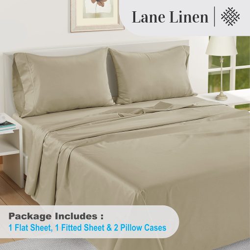 Juego de Sabanas LANE LINEN 100% Algodon Egipcio - Set de Sabanas de 1000 Hilos Queen Size Sabana Ajustable para Cama de Lujo con Bolsillos Profundos de 40.64 cm (Para Colchones de Hasta 43.18 cm) - Imagen 4