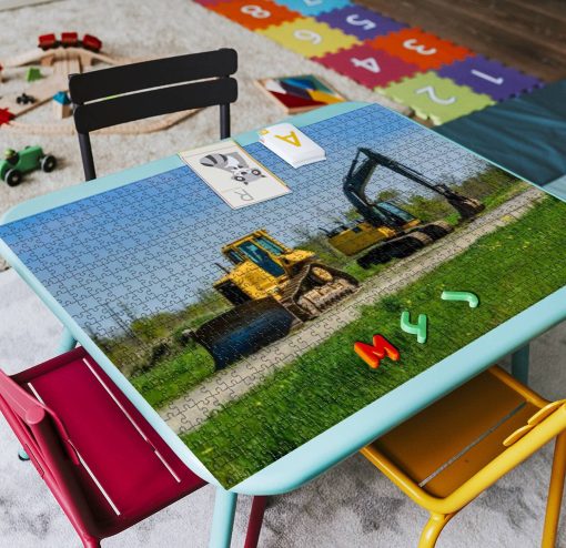 Rompecabezas de Madera 1000 Piezas Dos Piezas de Equipo Pesado en un Campo Junto a un Camino de Grava en Rompecabezas para Ninos o Adultos Juguetes Educativos Juego de Descompresion - Imagen 2