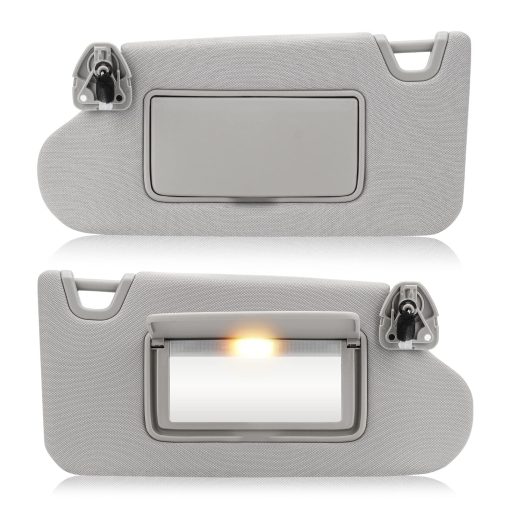 Visera solar izquierda y derecha con luz de tocador para Nissan Altima 2013-2018 sin techo solar, lado del conductor y del pasajero en gris - Reemplazo de visera solar 96400-3TA2A