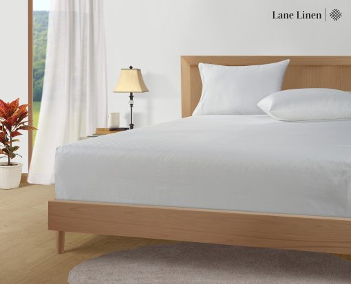 Juego de sabanas LANE LINEN 100% algodon egipcio - 1000 hilos 4PC Queen Sheets Set, sabana de algodon de fibra larga, tejido satinado, sabanas de hotel de lujo, bolsillo profundo, Swiss Dot - Blanco - Imagen 6