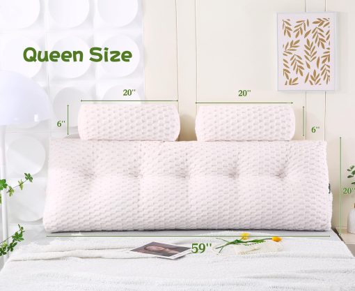Almohada con Cabecero en Forma de Cuna Ziihome + 2 Almohadas Cilindricas Almohada en Cuna Almohada para Portatil Almohada de Juegos Almohada de Lectura para Cabecero Gran Cojin de Soporte para Sentarse en la Cama Respaldo - Imagen 2