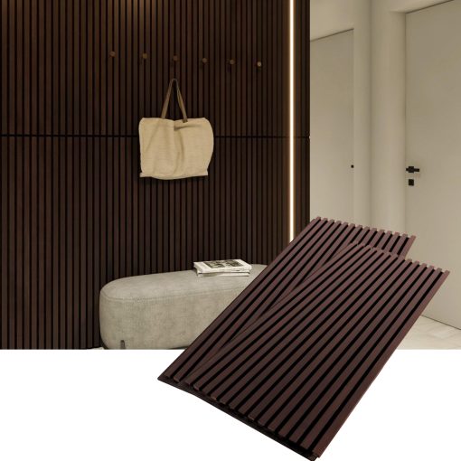 Paneles de Pared de Tablones de Madera Maciza Woody Walls, Cada Panel de Tablon de Madera es Hecho de Madera Real, Paneles Acusticos de Madera con 0.75 NRC, Conjunto de 2 Paneles de Madera con Union Sin Costuras para Paredes, Tablones de Madera (Ceniza Ahumada)