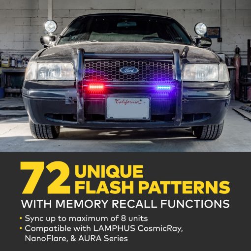 4pc PlanarFlash 6W Luz Intermitente Estroboscopica LED AMBAR BLANCA [Ultra Plana] [SAE CLASE 1] [72 Modos de Destello] [Sincronizacion de Multiples Unidades] [Montaje en Superficie] Luz de Rejilla de Emergencia Amarilla para Vehiculo de Policia de Camion - Imagen 2