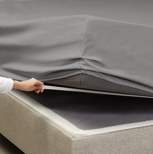 Juego de sabanas Flex Top King para camas ajustables - Sabanas de 100% algodon - Sabanas para cama Sleep Number Split King - Juego de sabanas de 4 piezas - Bolsillo profundo de 15", top Split king de color gris oscuro solido - Split Down 34" desde la parte superior - Imagen 4
