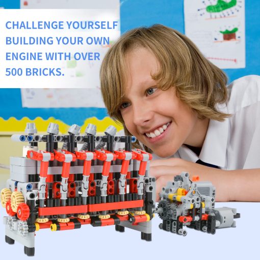 Kit de construccion de modelo de motor de 6 cilindros L6 Hobby DIY STEM para ninos y adultos con guia 500+ piezas, juguete de construccion, construye tu propio motor que funciona, motor en miniatura - Imagen 6