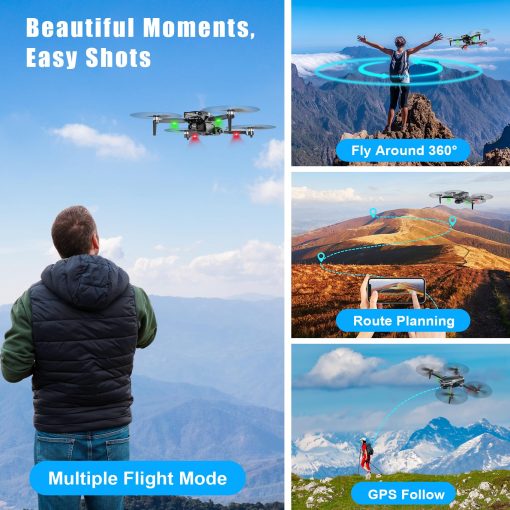 Drone con Camara 4K RC Quadcopter para Adultos, Transmision de Video de Largo Alcance 1640 pies, Estabilizador de 3 Ejes, Tiempo de Vuelo de 46 Minutos GPS Retorno Automatico y Sigueme, Vuelo Circular, Vuelo de Puntos de Referencia, Mantenimiento de Altitud - Imagen 5