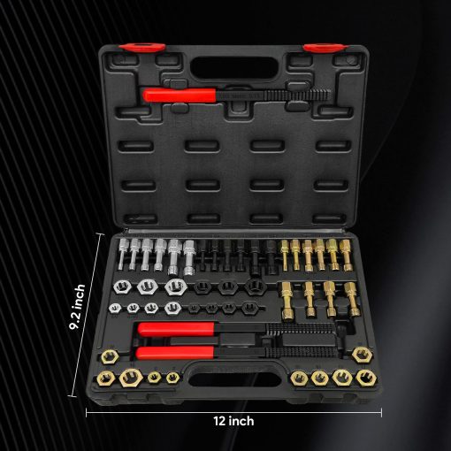 Juego de 49 piezas SZSYD Thread Chaser, Kit restaurador de roscas incluye 24 matrices de roscado, 22 machos de roscado y 3 limas de roscado, Kit de reparacion de roscas con tamano UNF, UNC y metrico - Imagen 7