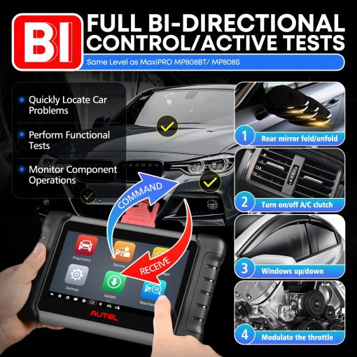 Autel MaxiCheck MX808S Escaner OBD2, 2024 Superfast OS 11, 3000+ Herramienta de Diagnostico Bidireccional, Ver. de EE. UU. de MaxiCOM MK808S MK808Z, Mejora de MX808 MK808 MK808BT, 28+ Reset, Escaneo de Sistemas Completos, FCA AutoAuth - Imagen 5
