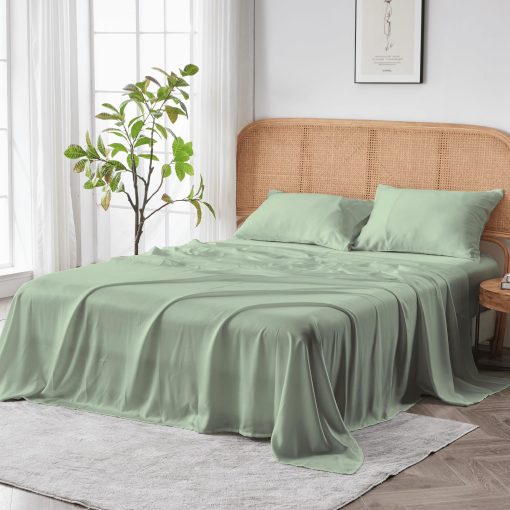 Set de sabanas SIJO AiryWeight de Tencel, 100% Lyocell derivado de eucalipto, suave como mantequilla, Ganador de Mejores Sabanas de Enfriamiento 2022 por Architectural Digest - 3 piezas - 2 fundas de almohada 1 ajustada (Salvia, Full)