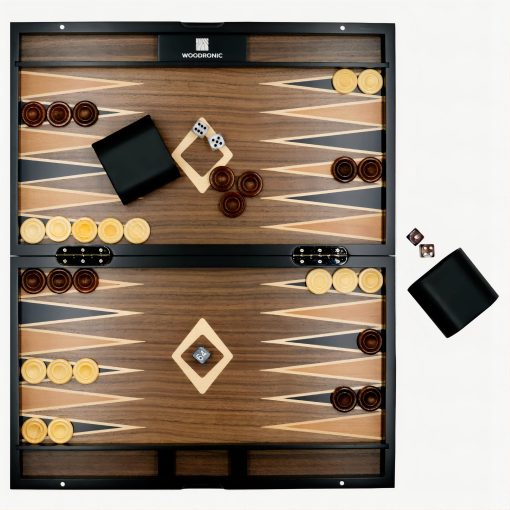 Set de Backgammon de Madera Woodronic de 17" para Adultos, Tablero Clasico Plegable, Mejor Juego de Estrategia y Juego Inteligente de Tacticas, Estuche de Caoba - Imagen 2