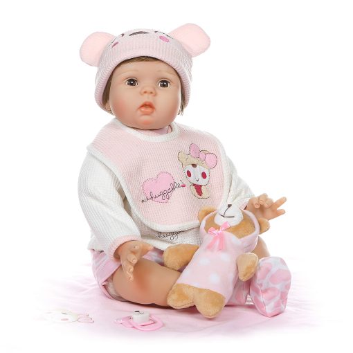 Muneca Reborn Realista para Nina con Ojos Parpadeantes Cuerpo Ponderado Vinilo de Silicona de 22 Pulgadas - Imagen 2