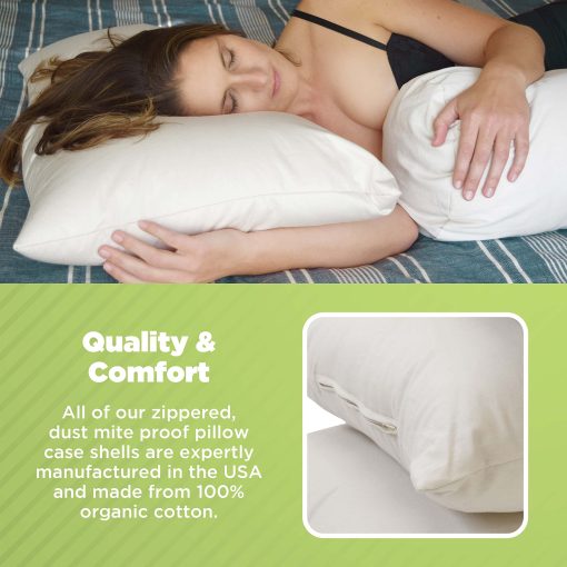 Almohada de Kapok de Bean Products - Tamano Euro 20 x 20, Algodon Organico, Vegano, Calidad Premium - Fabricada en USA Almohada para Cuello Cama Cuerpo Cojin de Suelo Sofa Lanzamiento Refuerzo - Tela y Relleno Ecologico Organico - Imagen 4